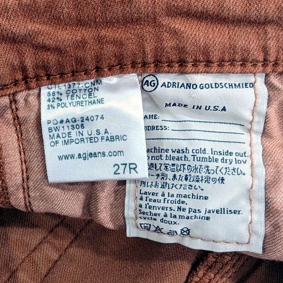 AG Adriano Goldschmied Women 27 The Stevie Ankle Slim‎ Straight Leg Burnt Orange - Picture 4 of 5